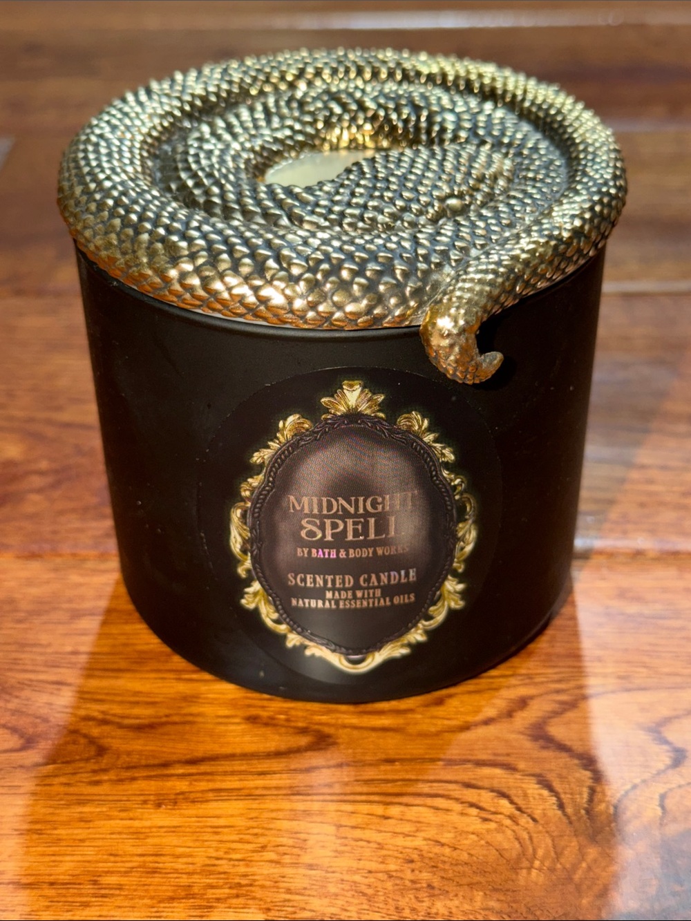 Bath and Body Works Midnight Spell 3 wick candle with Snake lid